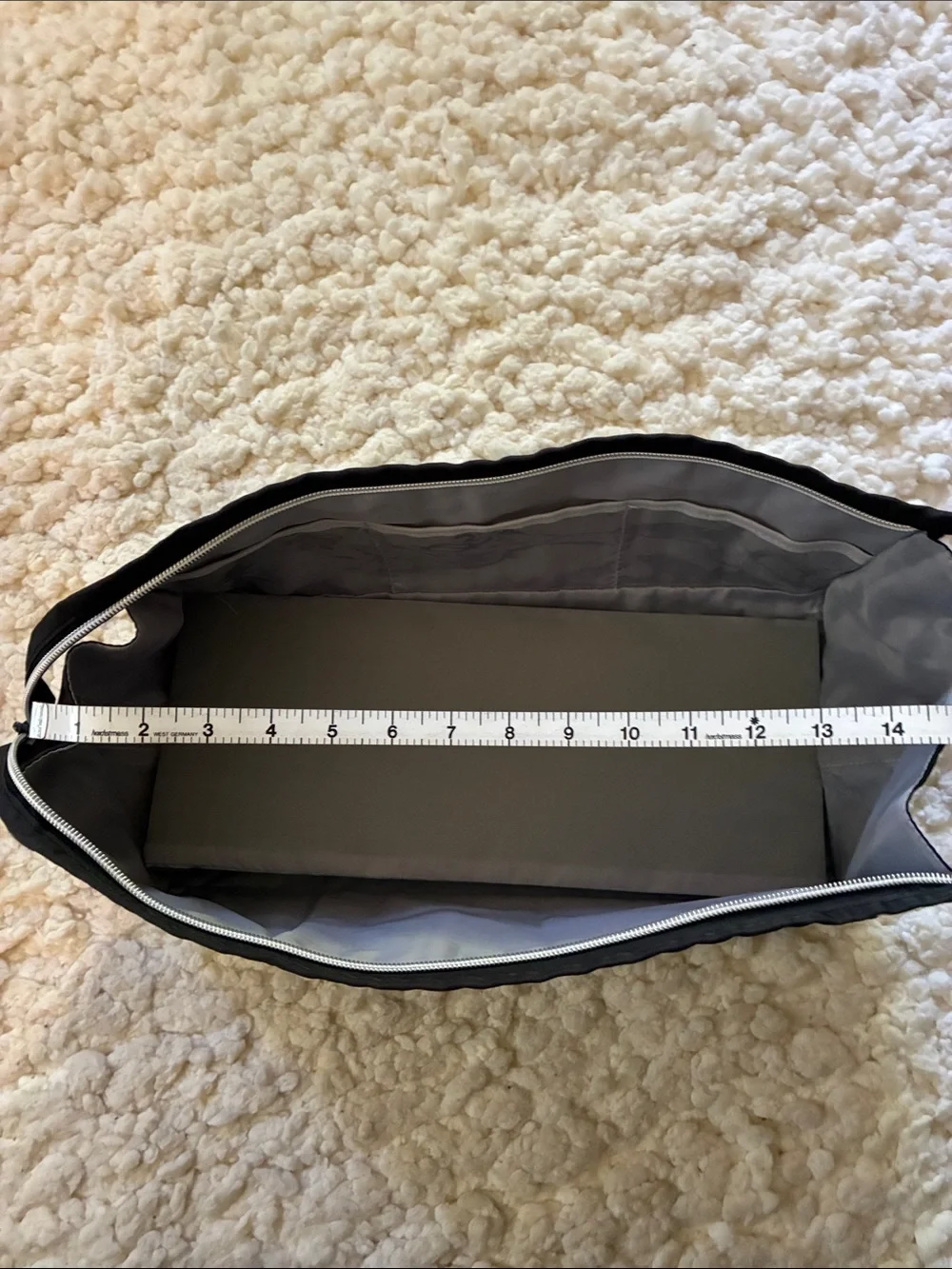 Black Quilted Makeup Organizer Pouch - Compact Travel Cosmetic Bag